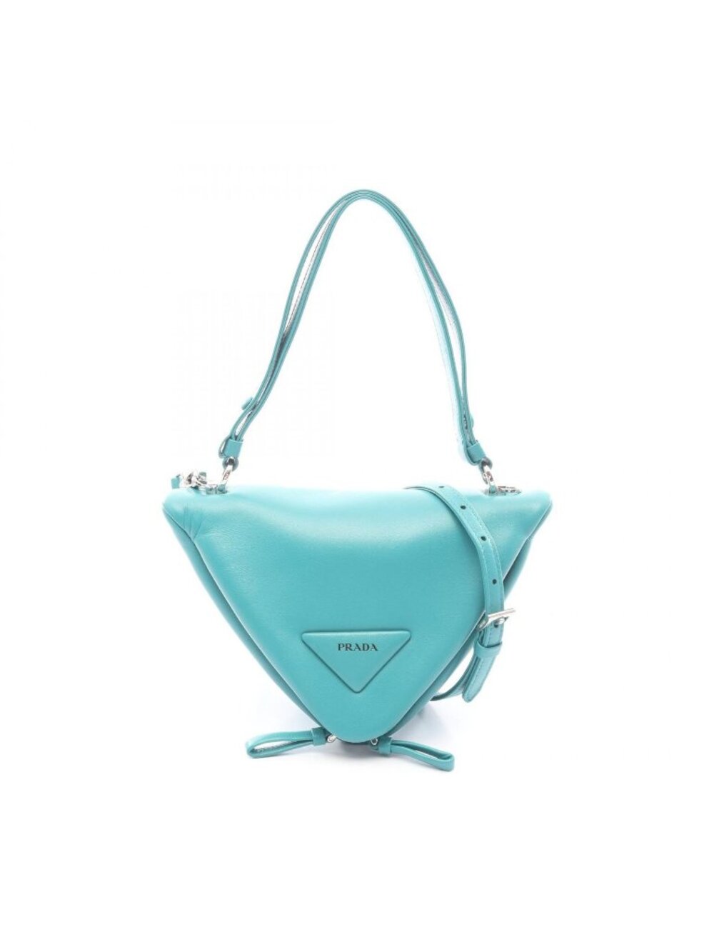 Prada Handbag Triangle 2-Way Blue Green Leather